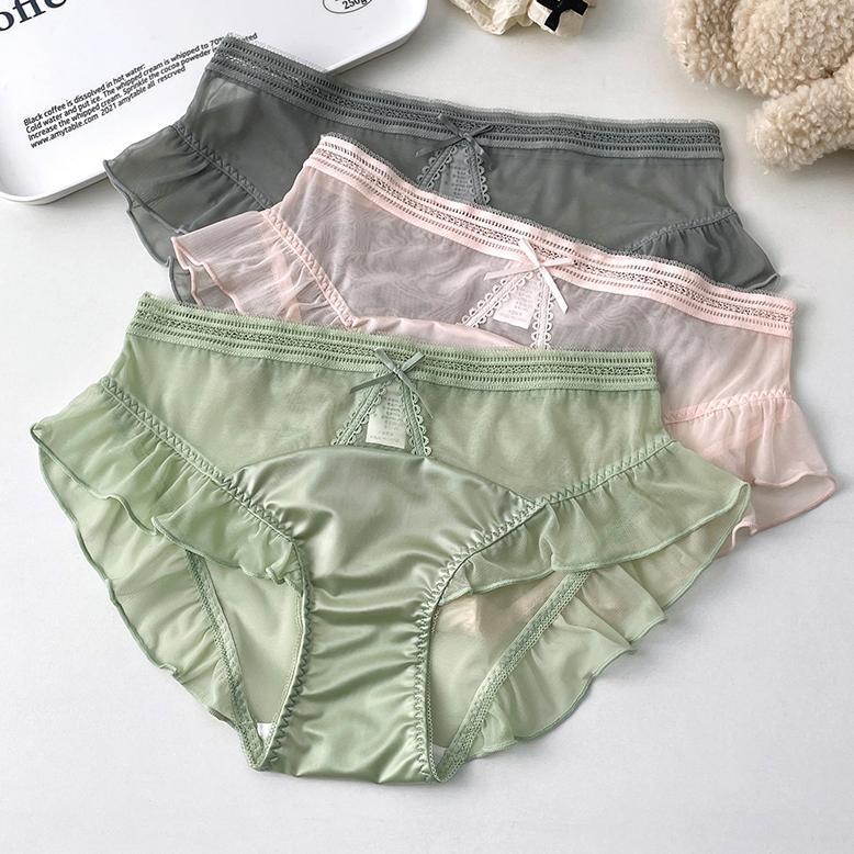 Celana Dalam Wanita Dewasa Jumbo 2996 Bahan Satin Premium Dihiasi Renda Cantik - Celana Dalam Nyaman