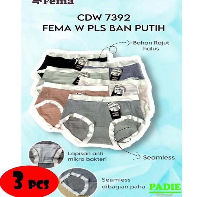 Celana Dalam/CD Wanita/Perempuan/Cewek FEMA 7392 Bahan RAJUT SEAMLESS ALL SIZE(M Fit To XXL)