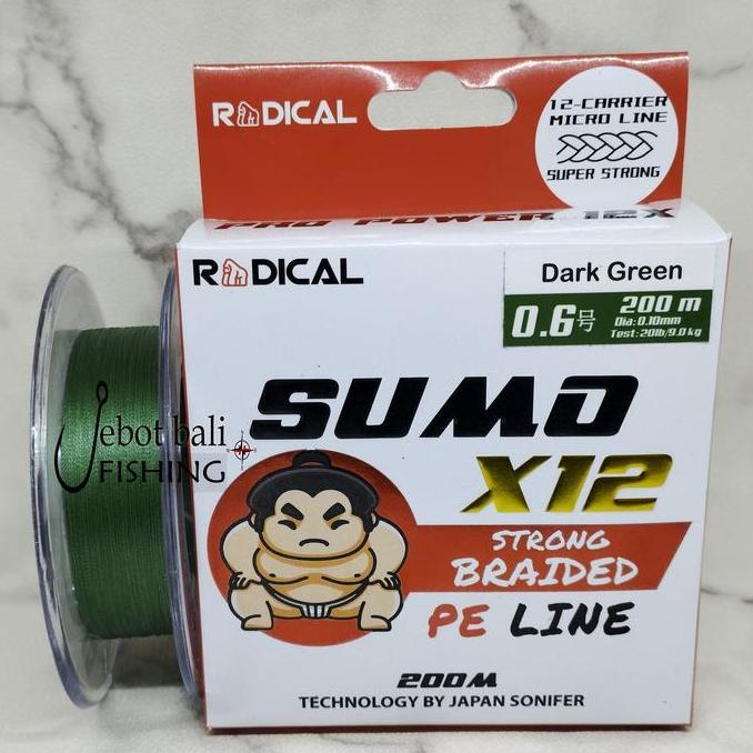 Senar PE Radical Sumo X12 - PE 0.6 0.8 1.0 200 meter - Tali Pancing UL