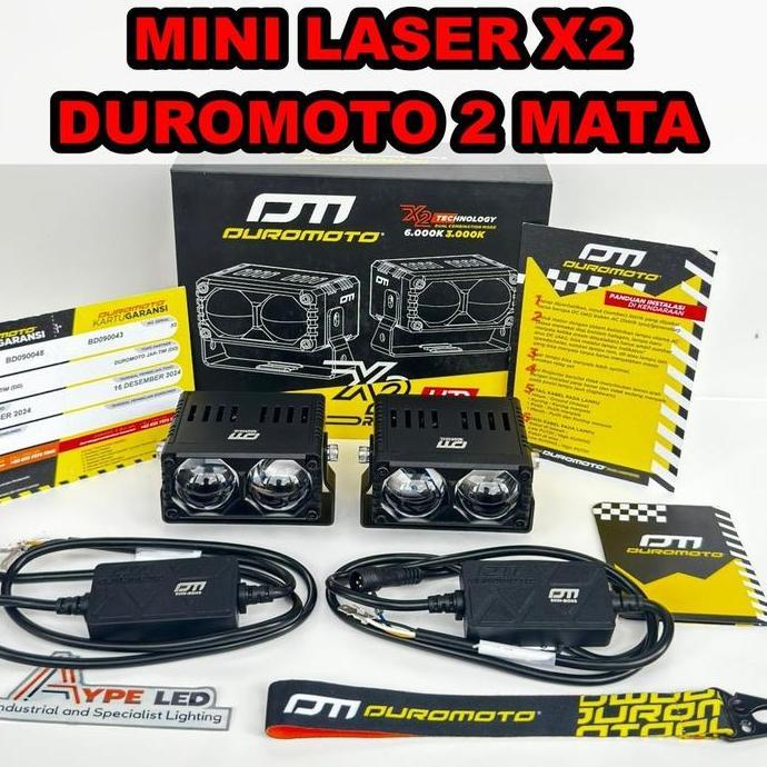 DUROMOTO Lampu Tembak X2 100 WATT Mini laser 2 mata duromoto Driver external plus kipas Foglamp soro