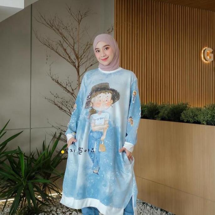 Tunik Panjang Dumbo Fly MIDI Premium Oversize Baby Terry Import - Rayon, Dress, Remaja, Nyaman, Kaos