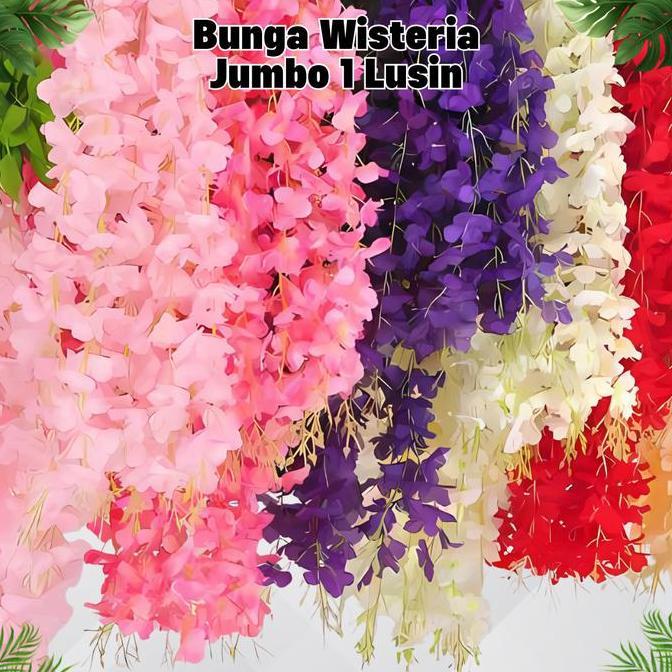 urbanstoreempat_ - bunga wisteria jumbo 12 pcs 1 lusin harga grosir tanama bunga plastik buatan hias