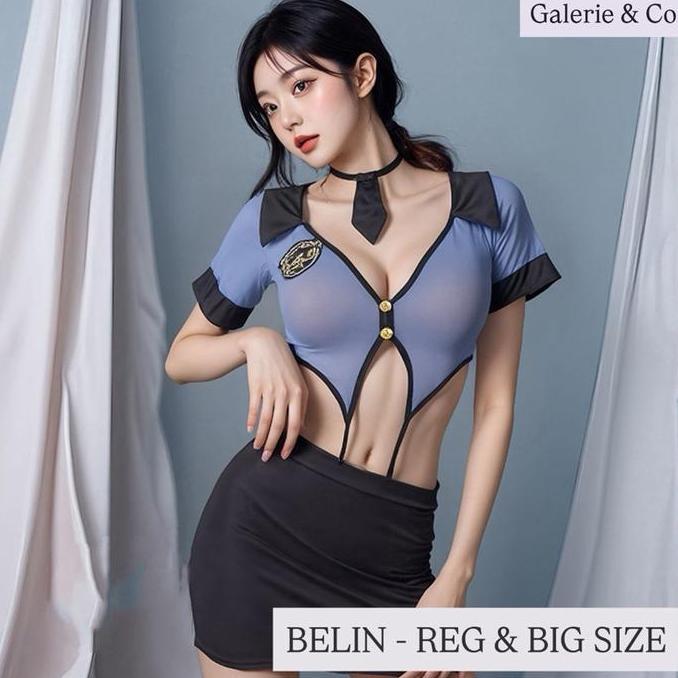BELIN - LINGERIE COSPLAY POLISI BIG SIZE - KOSTUM POLISI WANITA - SET KOSTUM POLWAN BIG SIZE - COSPL