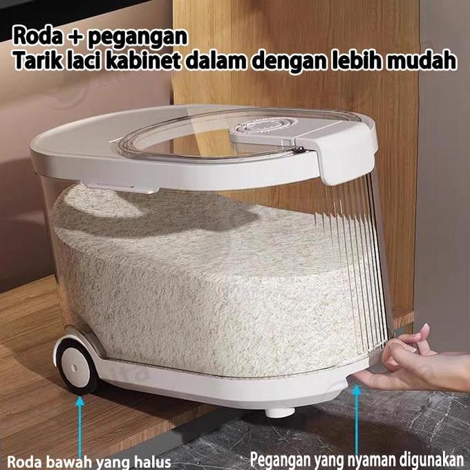 Dispenser Beras Transparan 11KG Tempat Beras Tempat Penyimpanan Tepung / Biji-Bijian