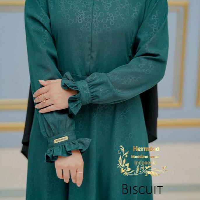 GAMIS HERMOSA MOTIF BISCUIT WARNA HIJAU BOTOL/GAMIS HIJAU TUA HERMOSA/GAMIS HIJAU TUA BISA COD Canti