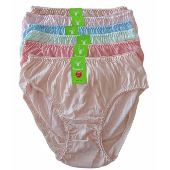 (12pcs) CD Cewek Yutind 022 Karet Renda / Celana Dalam Midi Wanita Dewasa & Remaja Yutind Warna Muda
