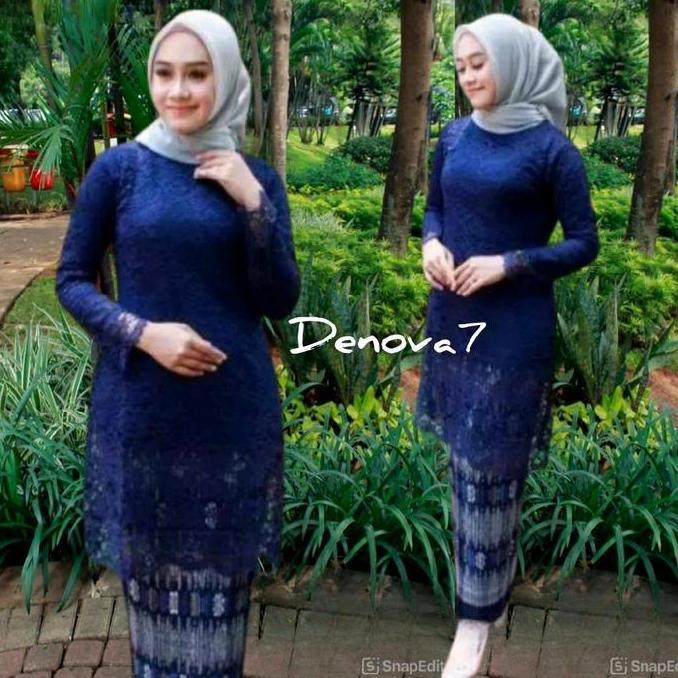 Set Kebaya Tunik Brokat Modern Mewah Seragam Hajatan Lamaran Pesta Pernikahan Setelan Tunic Brukat C