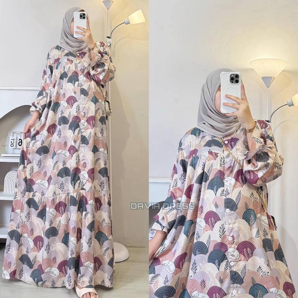 recommended mfq//dewina dress wanita rayon motif premium busui friendly gamis rayon jumbo bahan adem