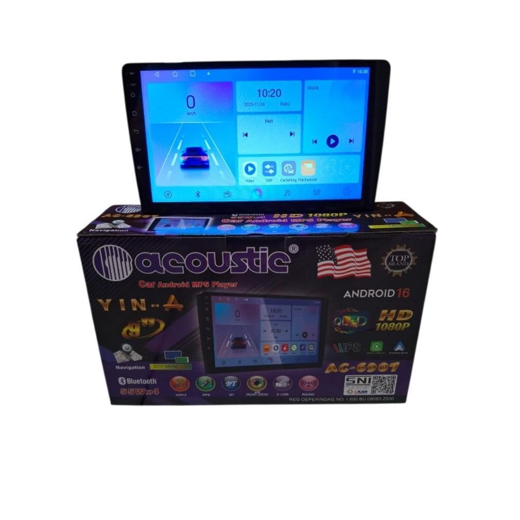 Termurah / Hot Sale Head Unit Android 9 Inch Acoustic Ac-6907 Ram 4+128 Support Android Auto+Carplay