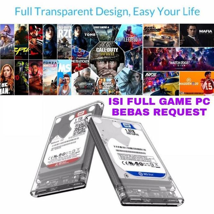 DR132 - PROMO Hardisk HDD Eksternal Transparan 500GB Full Game PC/Laptop