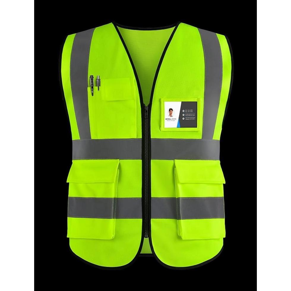 PAKET HEMAT Rompi Safety Proyek Id Holder 5 Saku / Rompi Reflektif - XL