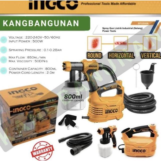 Spray Gun Listrik Selang Semprotan Cat Spray Gun Ingco Spg8