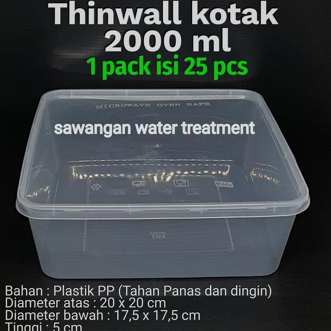 Thinwall Kotak 2000ml / Plastik 2000ml / Tempat Salad/ Thinwall 2000ml