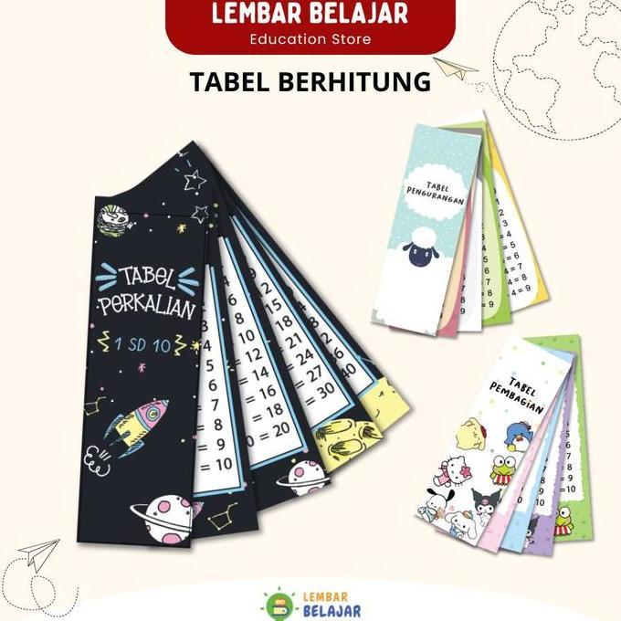 Flashcard Tabel Perkalian, Pembagian, Penjumlahan dan Pengurangan - Tabel Berhitung Belajar Toys