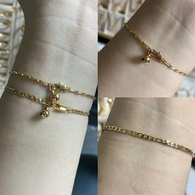 Gelang Rante Kait - Gelang Titanium Lapis Emas - Gelang Wanita Bracelets