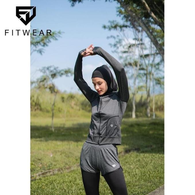 Letsfit- Jaket Olahraga Fitwear_Id (Running, Sepeda , Gym ) Border Thumb [D.Grey]