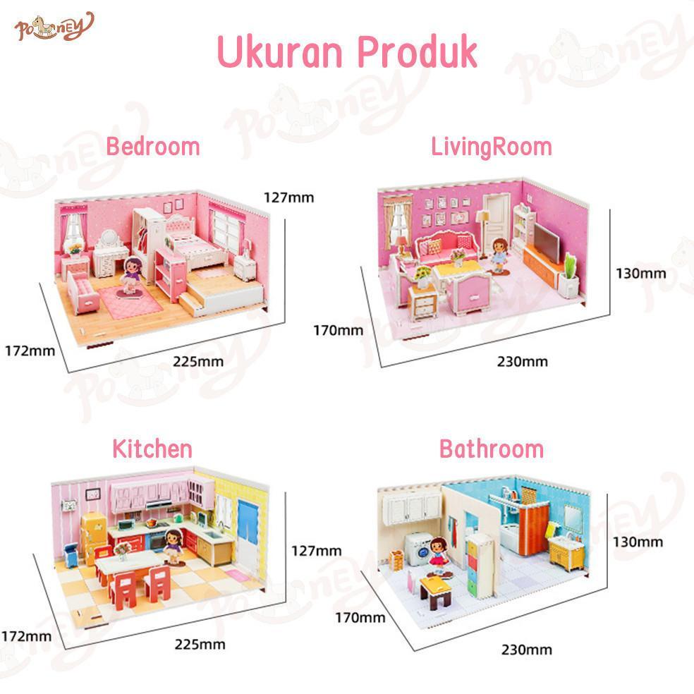 ORIGINAL PONEY PUZZLE 3D DIY BAHAN FOAM MINIATUR DIY RUMAH PAPER HOUSE MAINAN PUZZLE EDUKASI ANAK