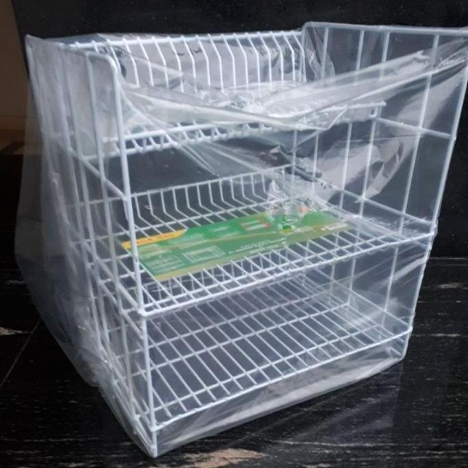 Rak Piring Susun 3 Besi Putih Dragon,Rak Piring Gelas Wastafel Susun 3 Besi