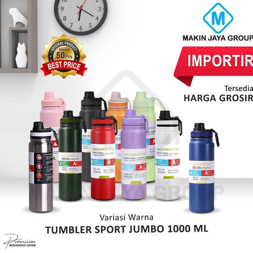 MJG GROSIR Botol Minum Termos Stainless Steel TUMBLER SPORT JUMBO 1000ML - MJG8056IMPORTIR TUMBLER T