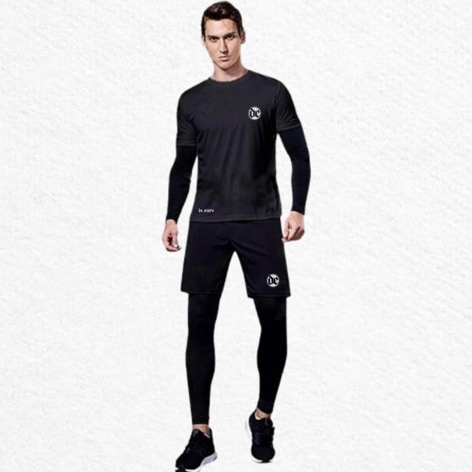 Letsfit- Setelan Olahraga 4 In 1 Jersey Celana Legging Panjang Pria Wanita Sport