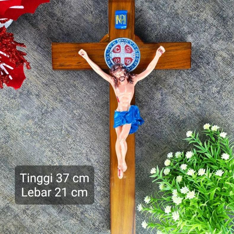 [HX] Salib Dinding Benediktus Yesus 40 cm resin