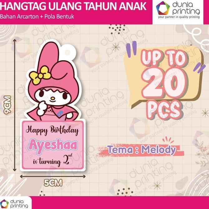 Gifme- [Isi 20Pcs] Hang Tag Ulang Tahun Karakter | Hang Tag Custom Ulang Tahun | Tag Hampers Ulang T