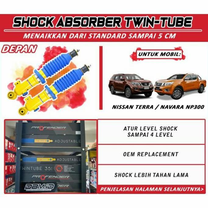 Shock Offroad Profender Adjustable Nissan Navara NP300 Depan Ready
