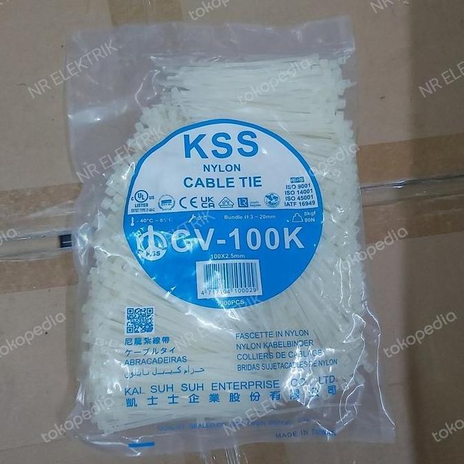 Grosir Cable Ties Kss Cv-100 /Kabel Ties Kss Cv100 (Hitam/Putih) Isi 1000 Pcs