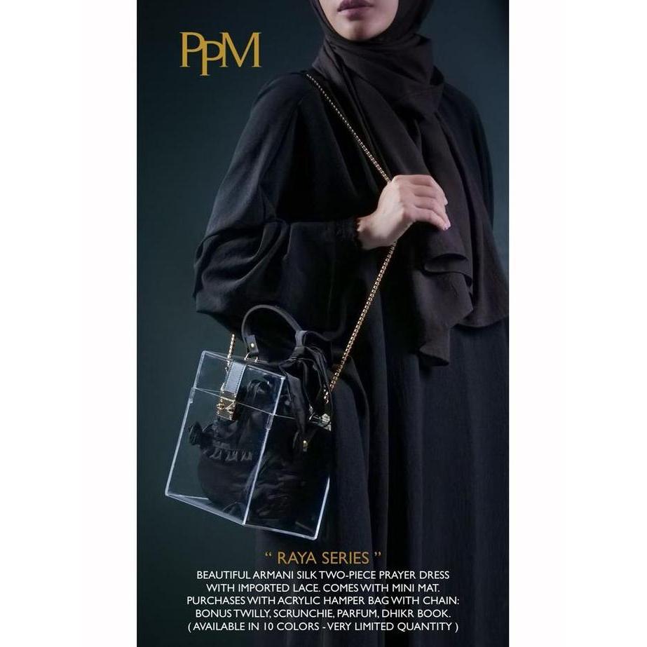 MUKENA RAYA SERIES WITH ACRILYC HAMPER BAG - PPM - Mukena Atas Bawah - Mukena Raya - Mukena Armani S