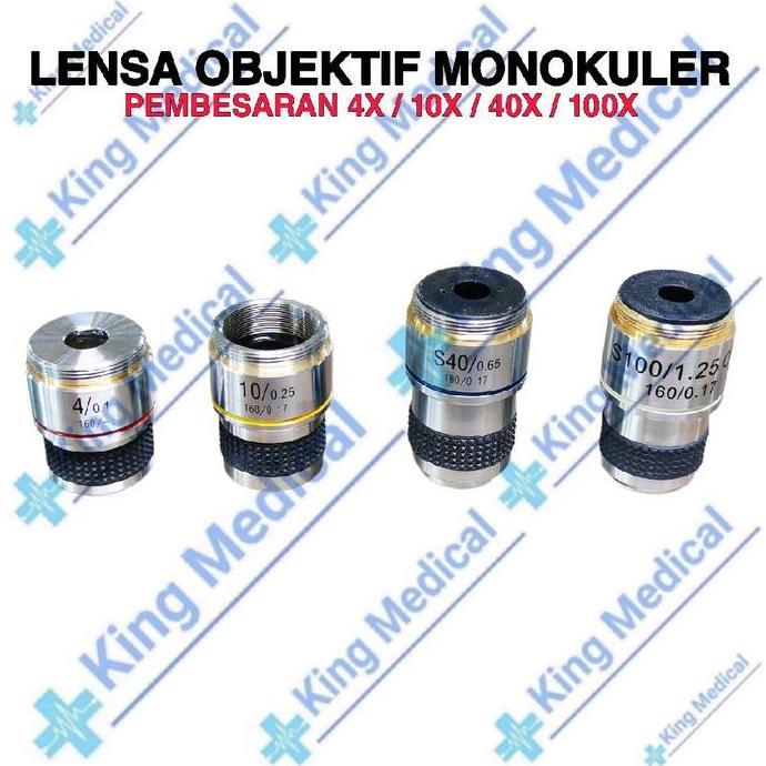 Lensa Objektif 4x/10x/40x/100x Mikroskop Microscope Monokuler