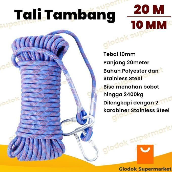 Tali Tambang 10mm Tali Panjat Tebing Polyester 20 Meter Paracord