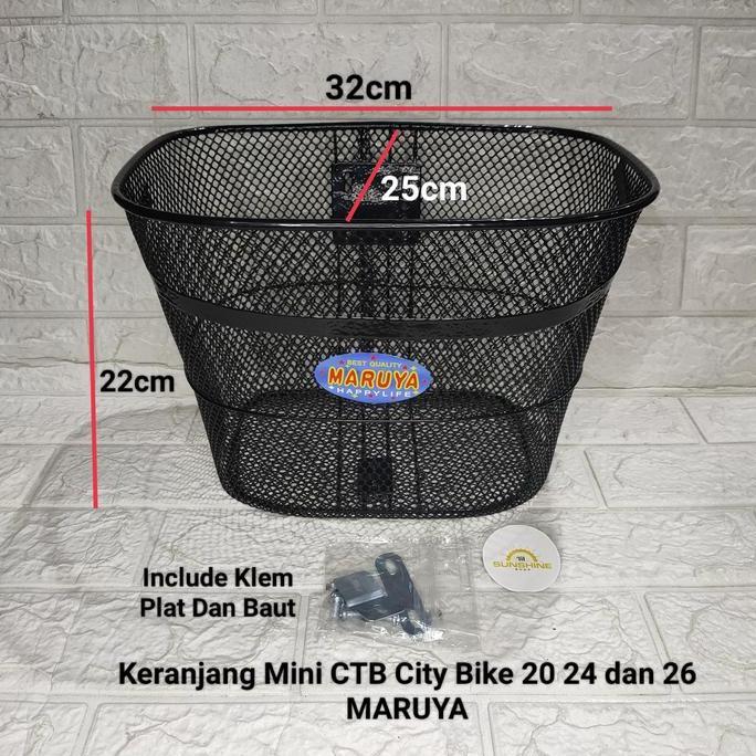 Keranjang Sepeda MARUYA Kawat Besi Hitam Sepeda Mini Phoenix CTB Minion Size 20 Dan 24