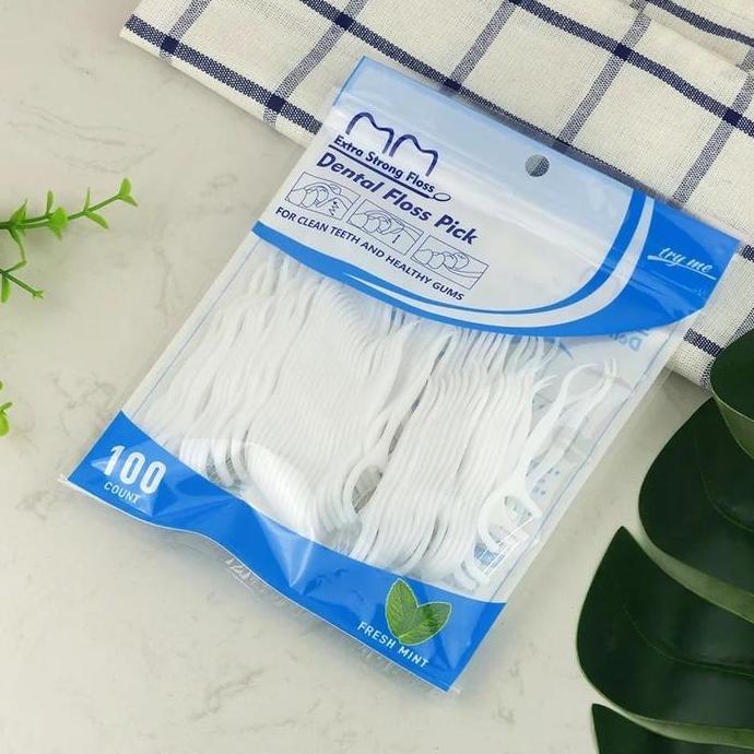 100 Pcs Bag Dental Floss Tusuk Gigi Benang Alat Pembersih Toothpick