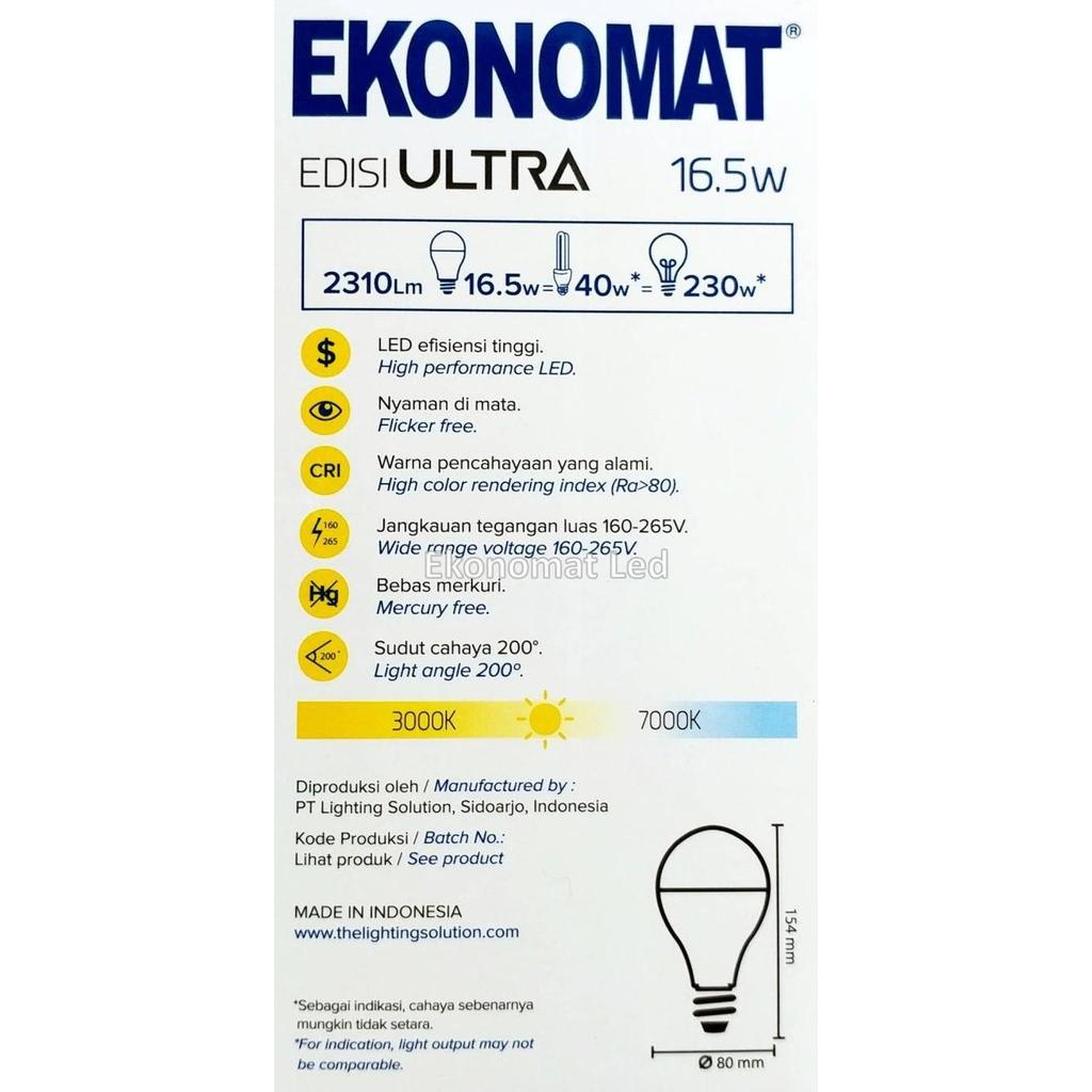 Allthebest Lampu LED Ekonomat ULTRA 2310 Lm 16,5W 5000K Warna Matahari Bohlam