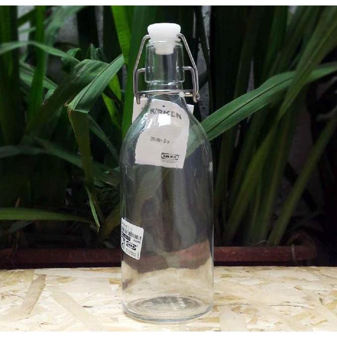Botol kaca bening dengan penutup / BOTOL BELING 1 liter & 0,5 liter