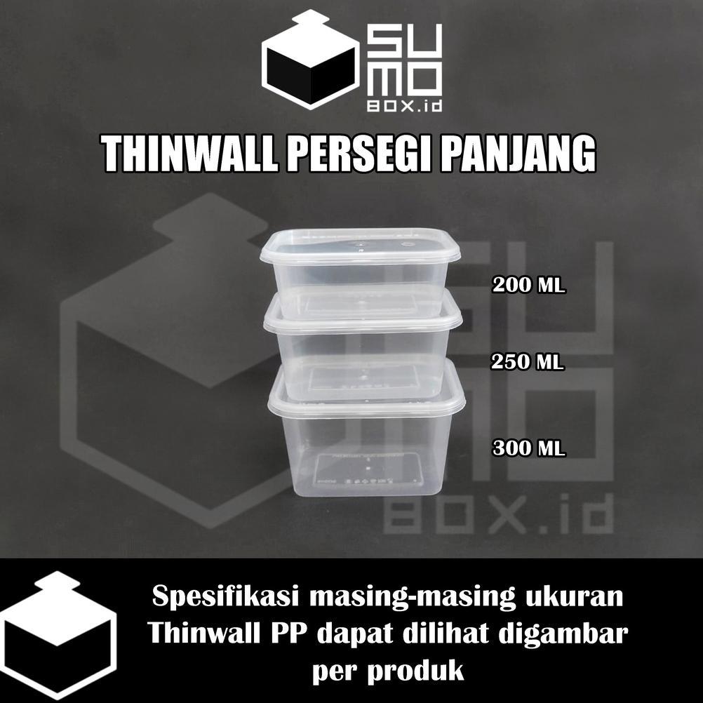 HOT PRODUCT Thinwall PERSEGI PANJANG 200ml + tutup / wadah plastik box dessert kontainer 200 ml [ECE