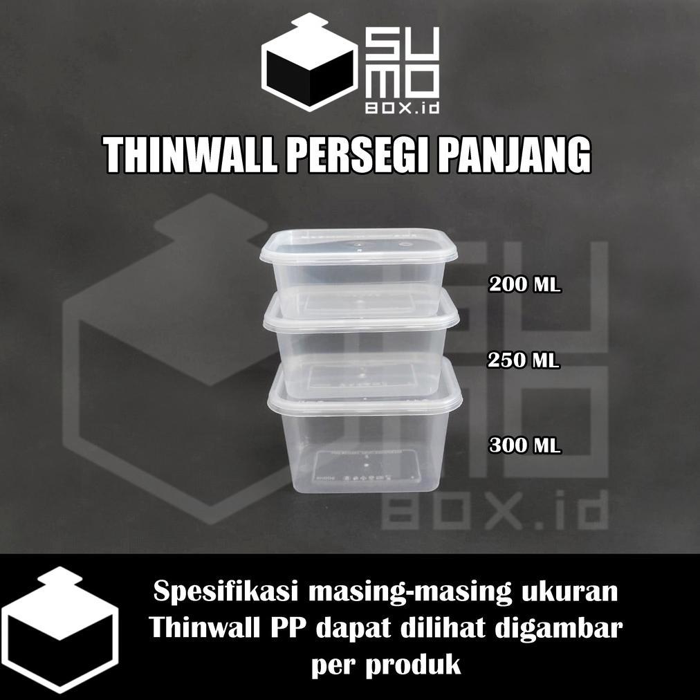 New Thinwall Persegi Panjang 200Ml + Tutup / Wadah Plastik Box Dessert Kontainer 200 Ml [Eceran]