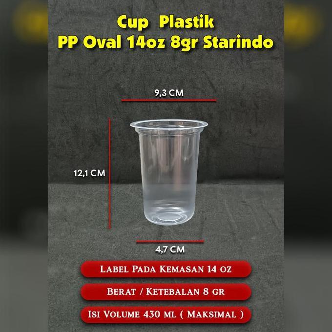 Sablon Cup Plastik PP Oval 14 oz 8 gram Starindo | Sablon 1 Warna