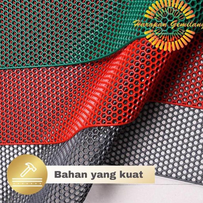 Keset Karpet Karet PVC Anti Slip Kamar Mandi Wudhu Hexagon Meteran