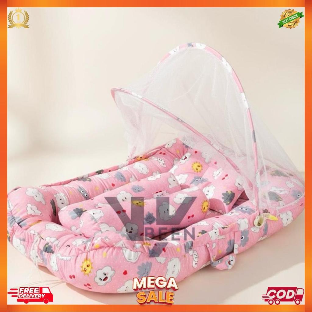 Premium Kasur Bayi Newborn Set Kelambu / Kasur Bayi Kelambu Set Dengan Bantal Guling / Kasur Kelambu