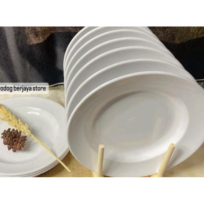 Promo 1 Lusin Piring Melamin Asli SNI Model Bulat Besar Dan Tahan Panas LM