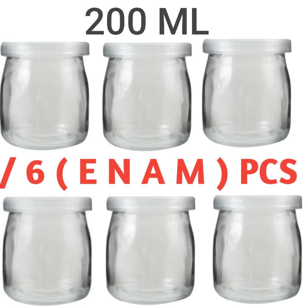 / 6 ( ENAM )  200ml Botol Puding Kaca TutuP / Jar Puding Kaca Bening / Jar Puding Kaca Bening / Boto