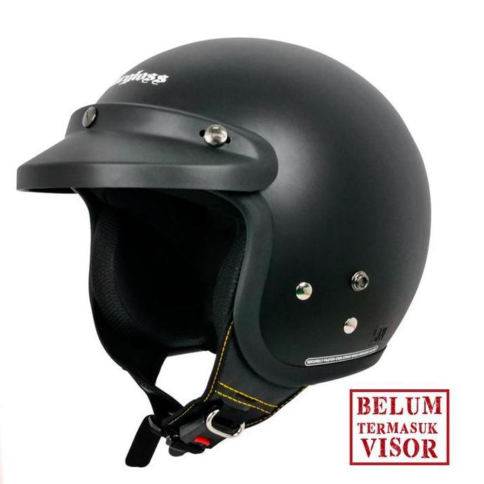 Helm Cargloss Original CFM Retro Army Half Face - Black Doff accessories motor motorcycle
