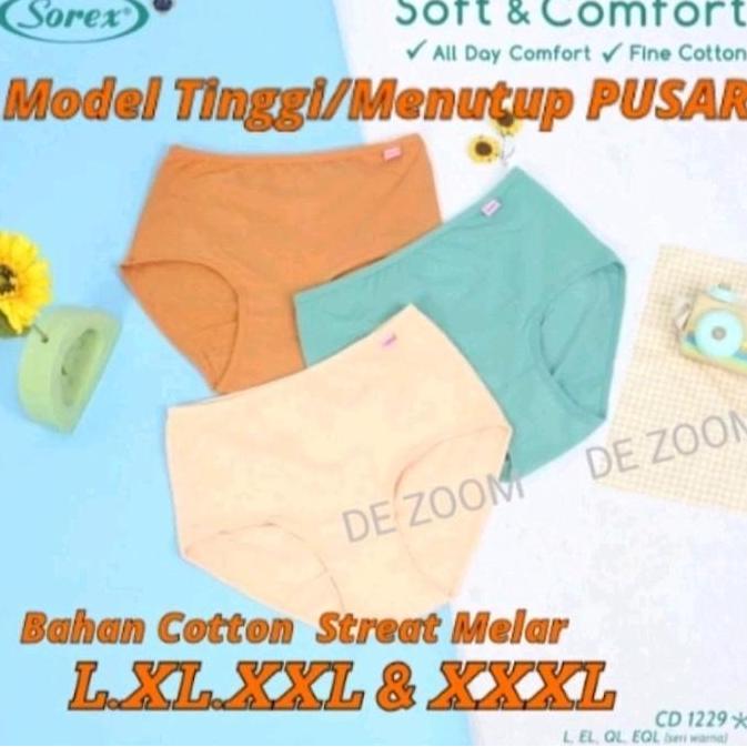 Nixwhat- Celana Dalam Wanita Sorex 1229 Bahan Katun Bisa Melar Banyak Model Tinggi Menutupin Pusar M