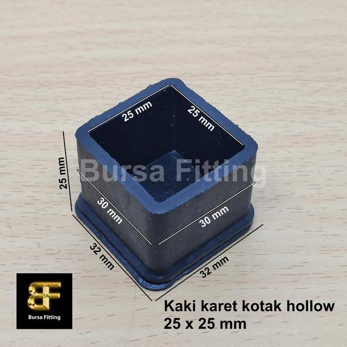 '' KAKI KARET KOTAK 25 X 25 / ALAS KAKI MEJA KURSI / KARET HOLLOW *