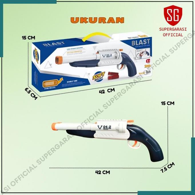 Mainan Anak Shotgun double barrel toy Soft bullet shell eject gun blast super