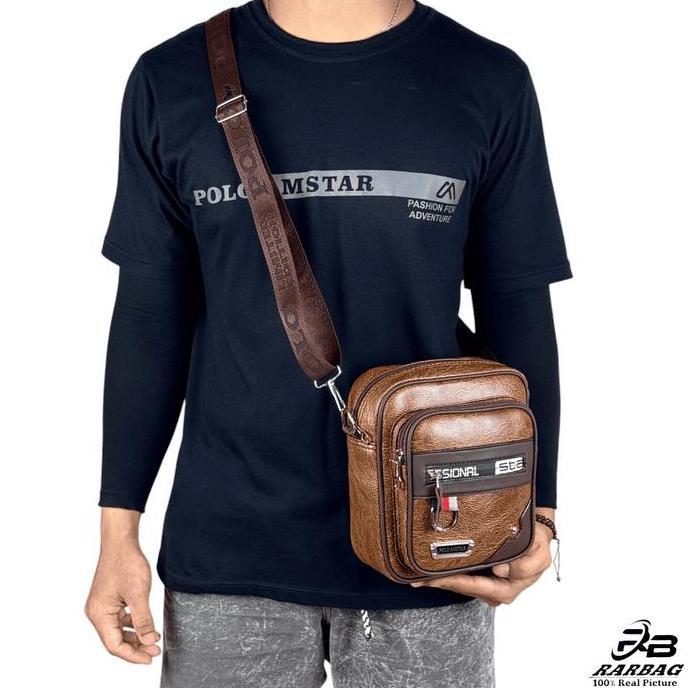 DS67 - Tas Pria Tas Selempang Kulit Sintetis Pria Wanita Original Polo Amstar Multikompartemen tali 