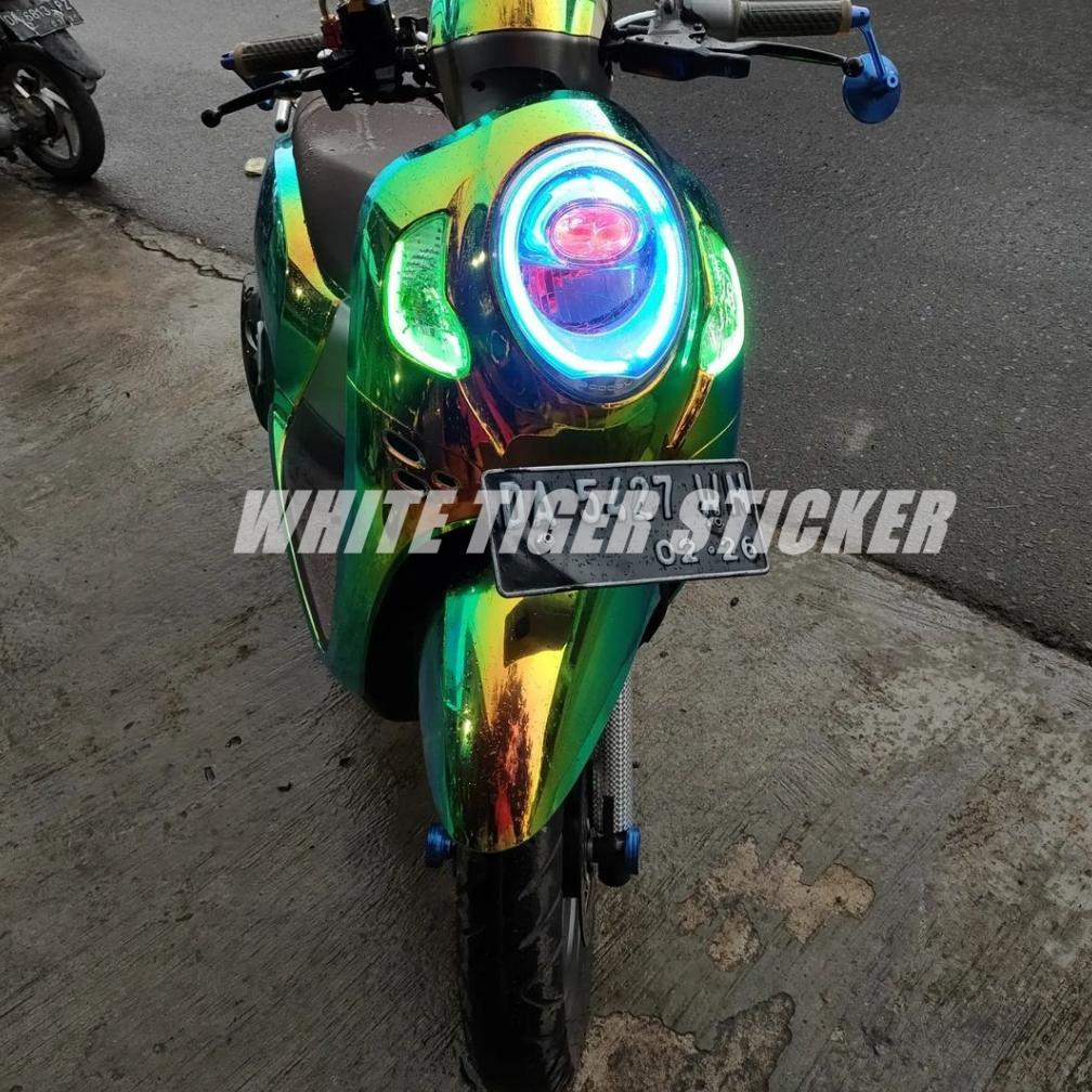READY STOCK SKOTLET STIKER MOTOR BUNGLON CHROME PREMIUM TERBARU SKOTLET CROM BUNGLON STIKER MOTOR BU