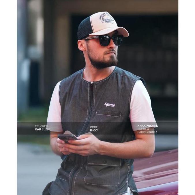 DF4 - SAMASE B001 Trucker Cap Suede | Topi Trucker