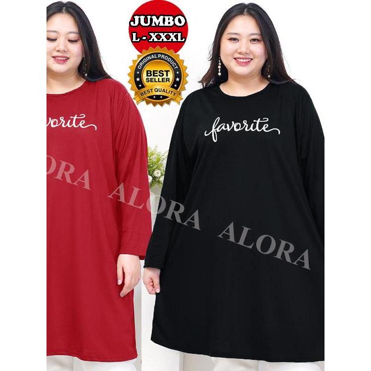 TUNIK KAOS JUMBO WANITA - TUNIK WANITA BIG SIZE LD 120 - 130 - 140
